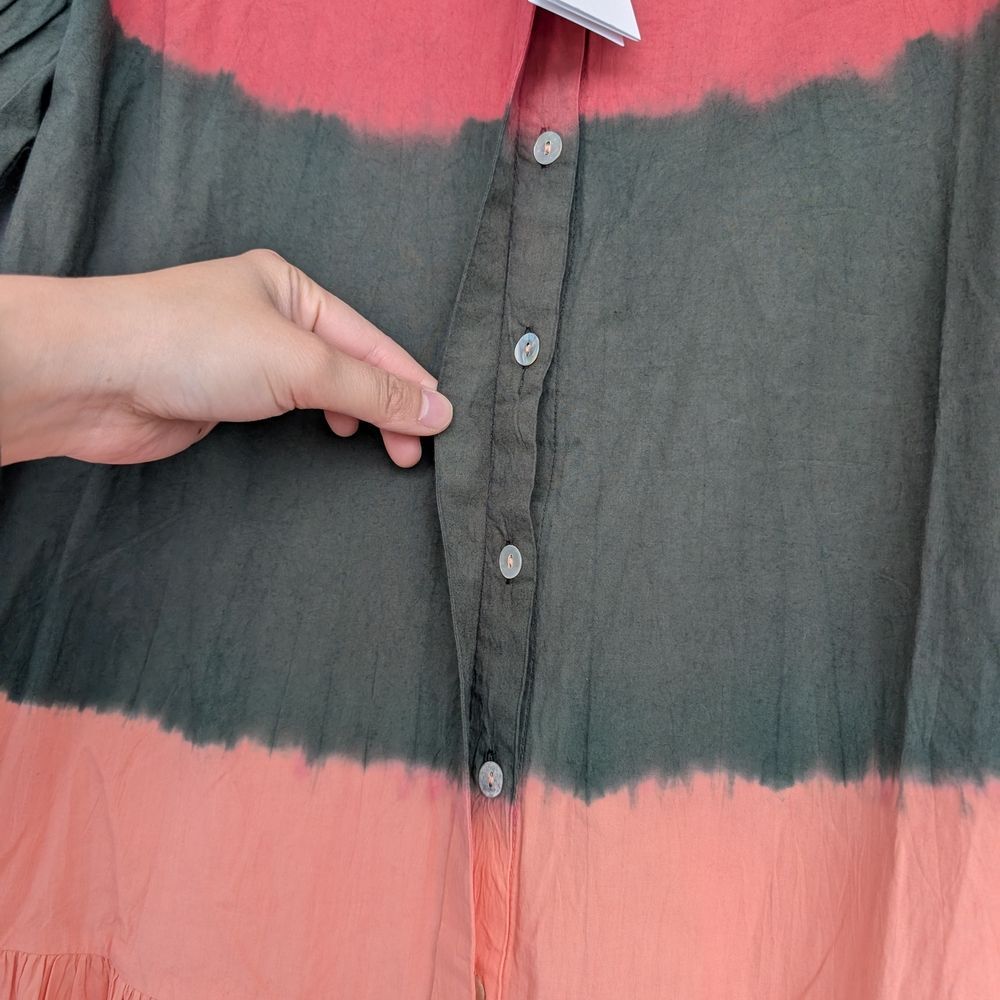NWT Wknd Wyfr Frock-It Ombre Colorblock Collared Puff Short Sleeve Dress Sz M - Picture 8 of 15